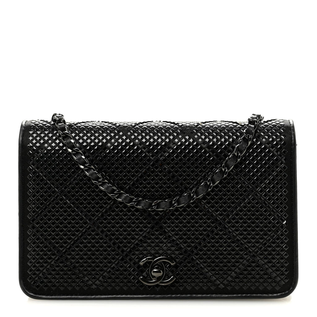 Lambskin Studded Wallet On Chain WOC Black