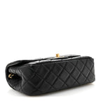 Lambskin Quilted Mini Rectangular Pearl Crush Flap Black