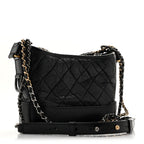 Aged Calfskin Quilted Small Gabrielle Hobo Black