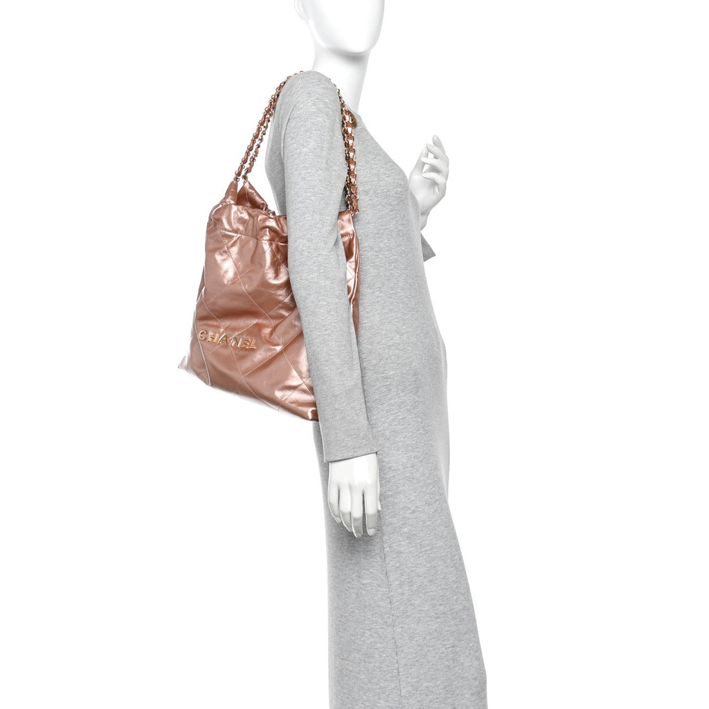 Metallic Calfskin Quilted Chanel 22 Copper
