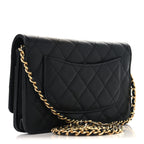 Caviar Quilted Enamel Coco Casino Wallet On Chain WOC Black