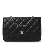 Lambskin Quilted Wallet On Chain WOC Black