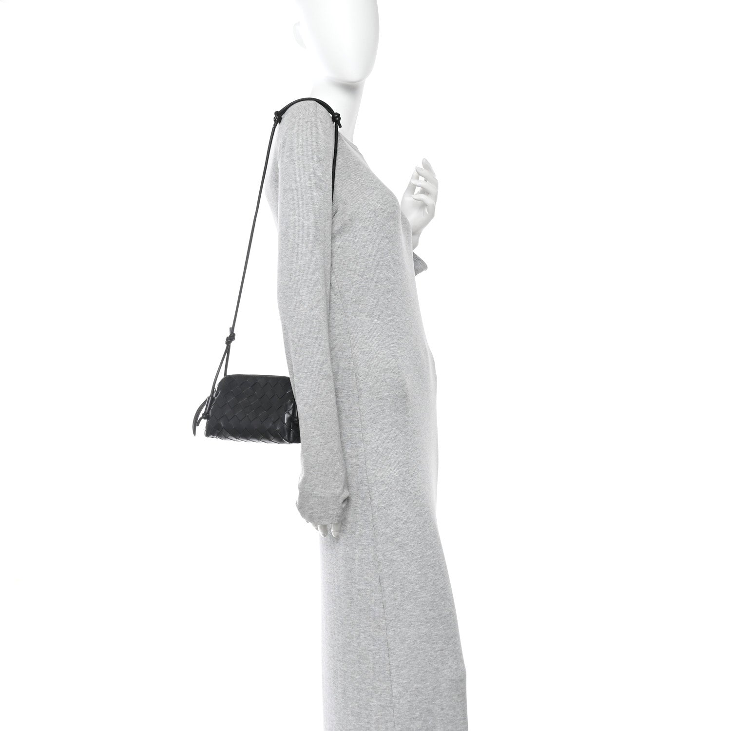 Calfskin Intrecciato Small Loop Top Handle Black