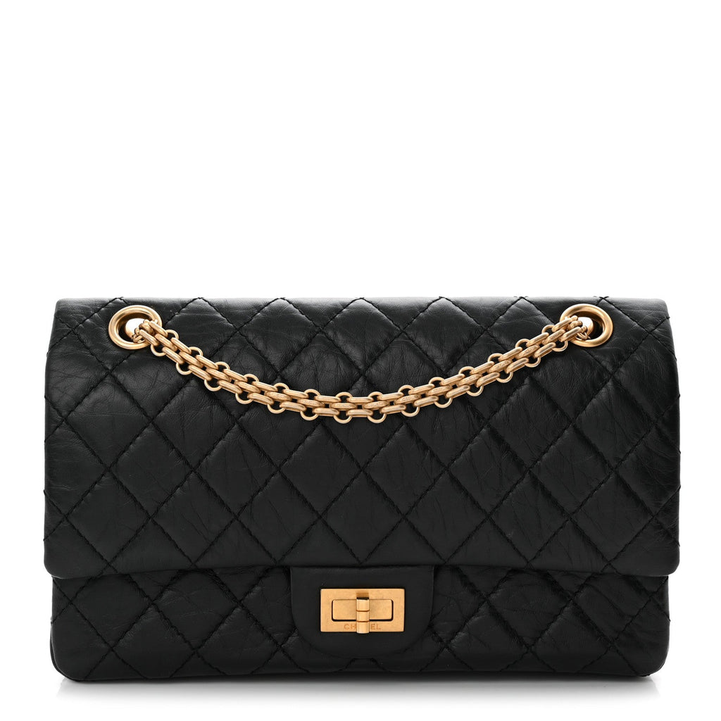 Aged Calfskin Quilted 2.55 Reissue 225 Flap Black