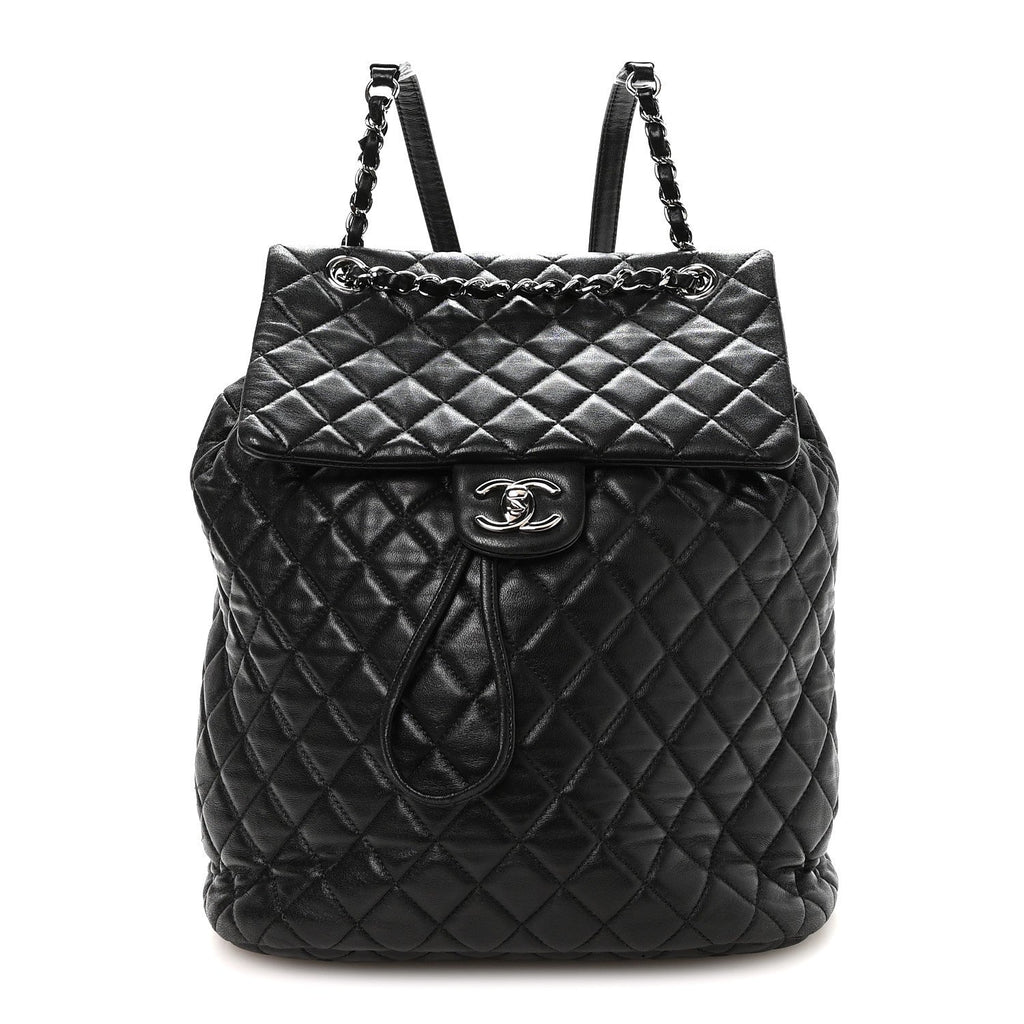 Lambskin Quilted Large Urban Spirit Backpack Black