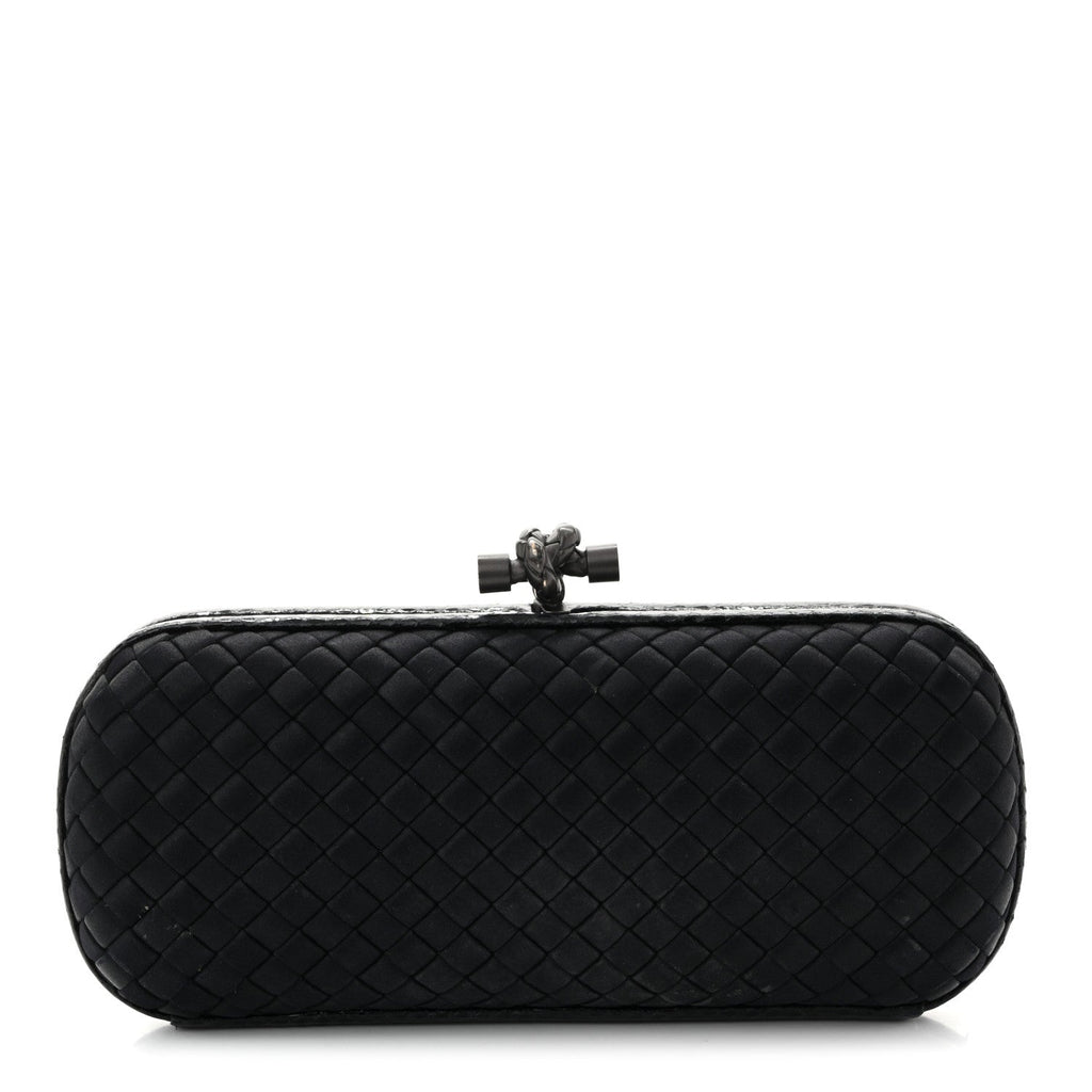 Satin Ayers Intreccio Impero Stretch Knot Clutch Black