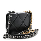 Lambskin Quilted Chanel 19 Wallet On Chain WOC Black