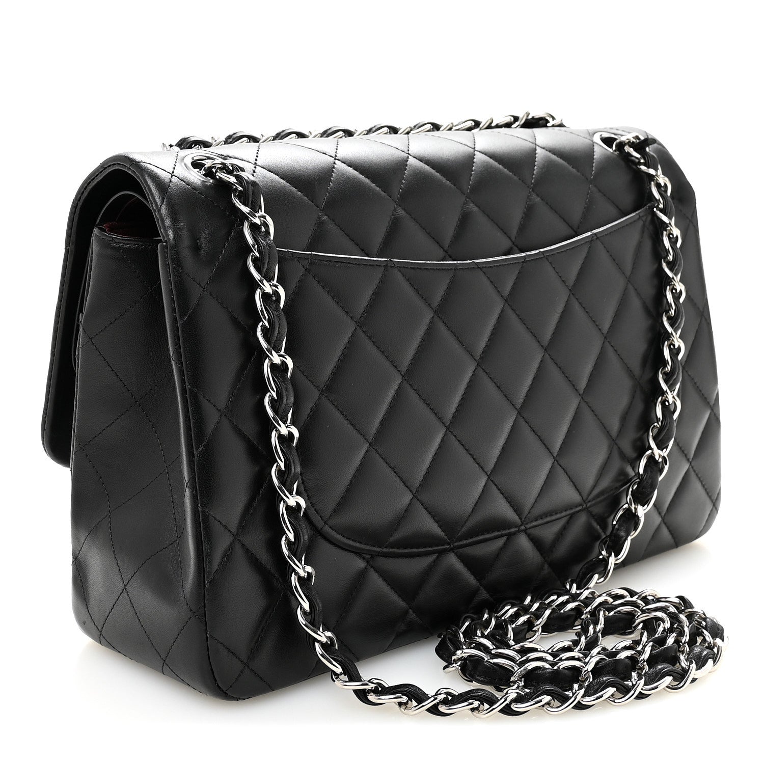 Lambskin Quilted Jumbo Double Flap Black
