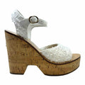 CHANEL Size 8.5 White Tweed Solid Wedge
