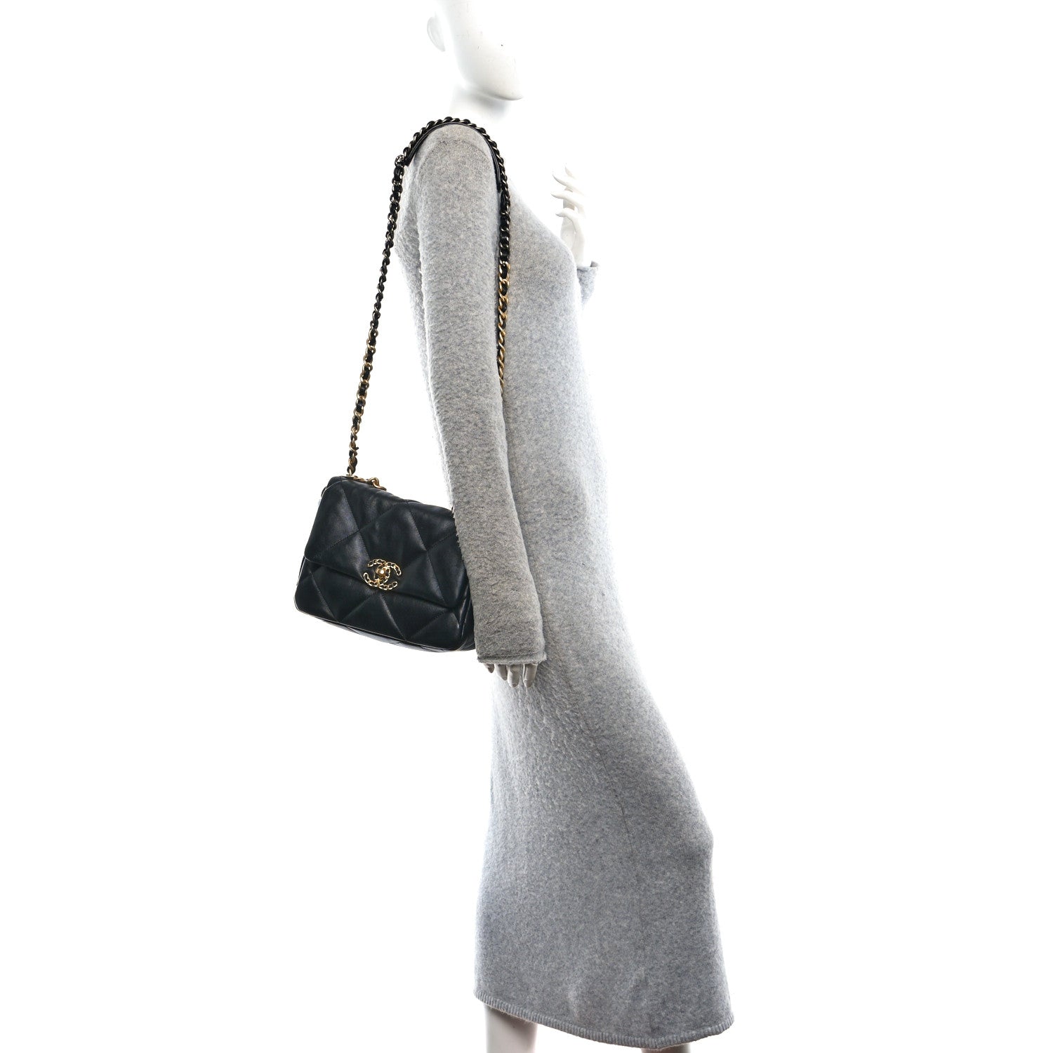 Lambskin Quilted Medium Chanel 19 Flap Black