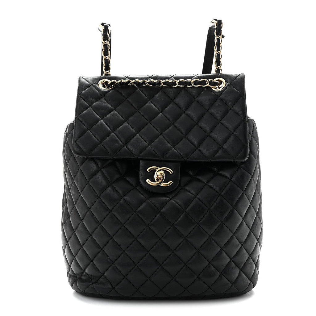 Lambskin Quilted Large Urban Spirit Backpack Black
