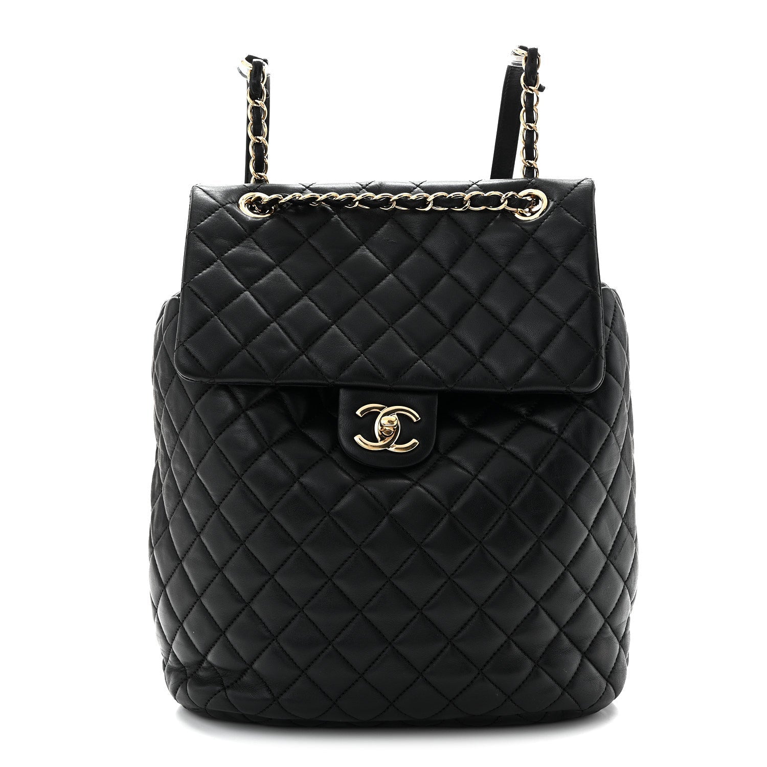 Lambskin Quilted Large Urban Spirit Backpack Black