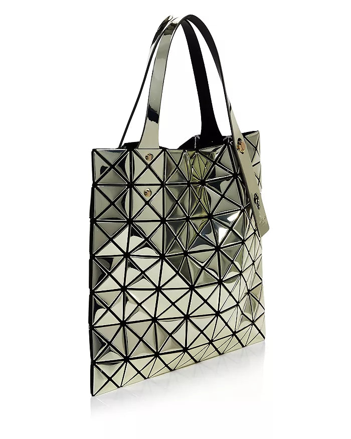 Bao Bao Issey Miyake Platinum Silver Handbag Metallic Rubber Tote Bag NEW