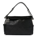 Lambskin Stitched Medium Ultimate Soft Tote Black
