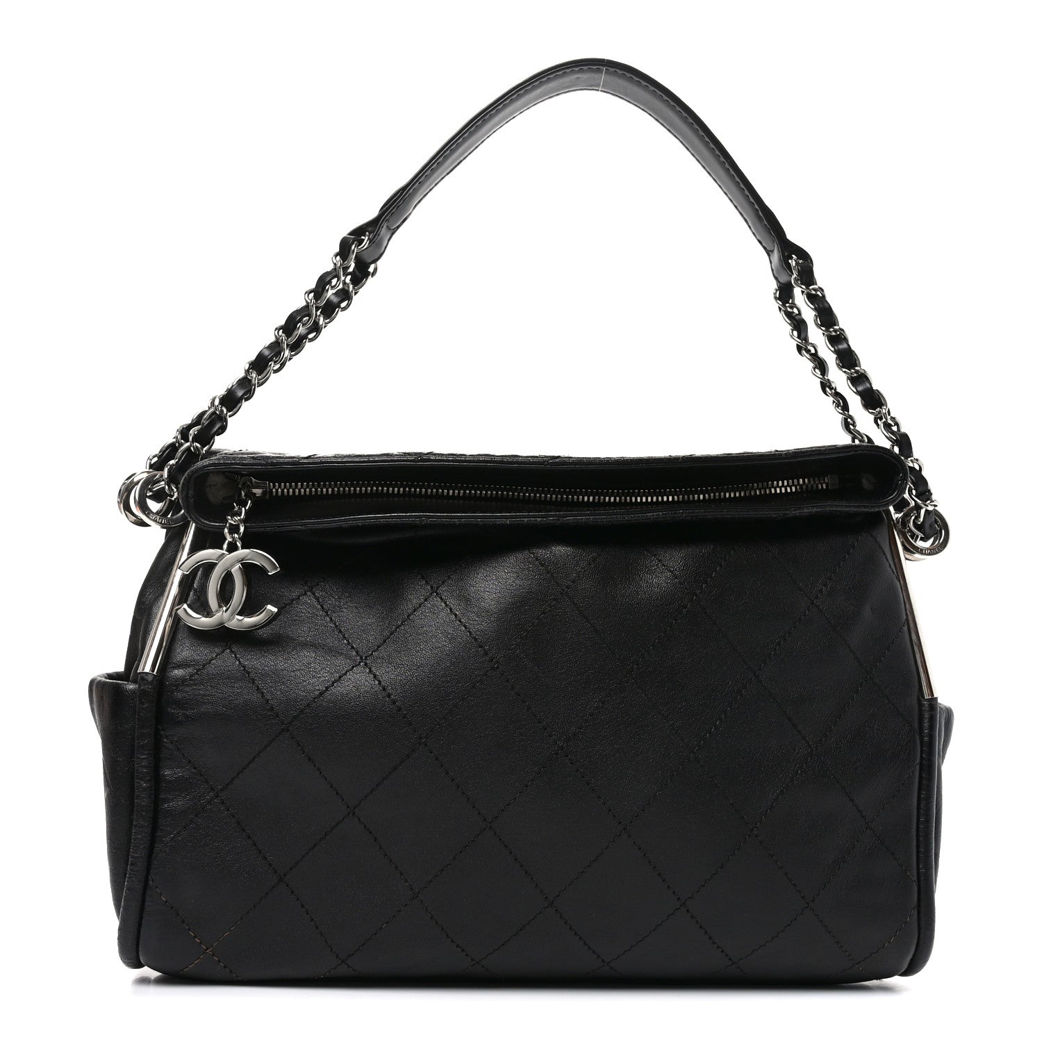 Lambskin Stitched Medium Ultimate Soft Tote Black
