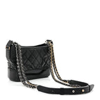 Patent Goatskin Quilted Small Gabrielle Hobo Black
