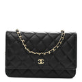 Lambskin Quilted Wallet On Chain WOC Black