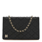 Lambskin Quilted Book Wallet On Chain WOC Black