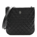 Aged Calfskin Quilted Crossbody Bag Black