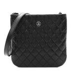 Aged Calfskin Quilted Crossbody Bag Black