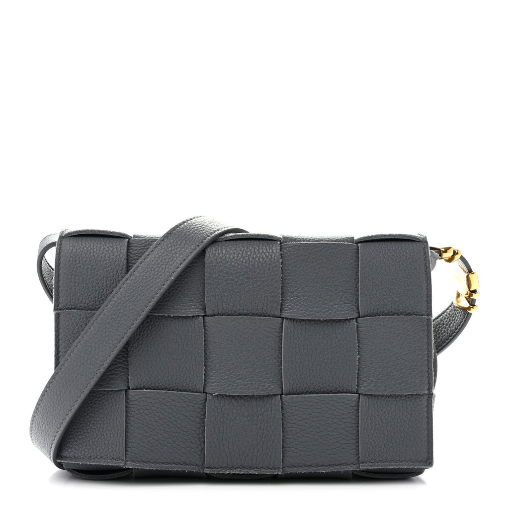 Grained Calfskin Maxi Intrecciato Cassette Crossbody Bag Thunder
