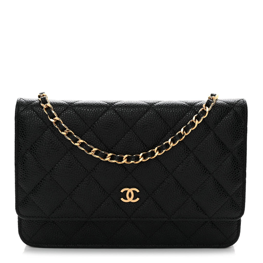Caviar Quilted Wallet On Chain WOC Black