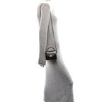 Shiny Lambskin Quilted Top Handle Card Holder On Chain Black