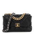 Goatskin Quilted Large Chanel 19 Flap Black