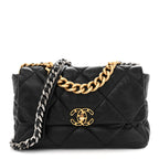 Goatskin Quilted Large Chanel 19 Flap Black