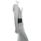 Lambskin Quilted Pearl Crush Flap With Chain Black