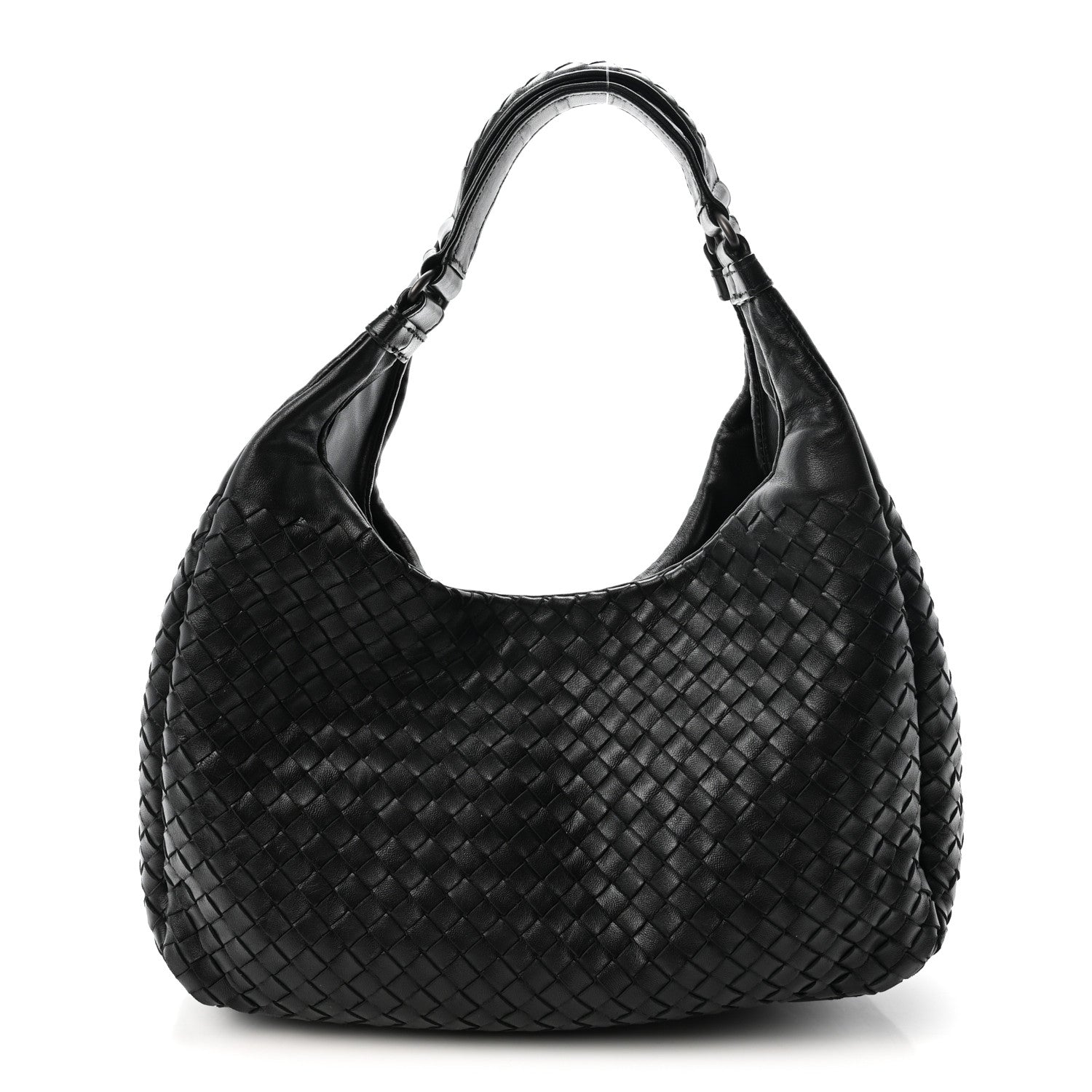 Nappa Intrecciato Medium Campana Shoulder Bag Black