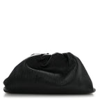 Bark Calfskin Embossed The Pouch Oversized Clutch Black