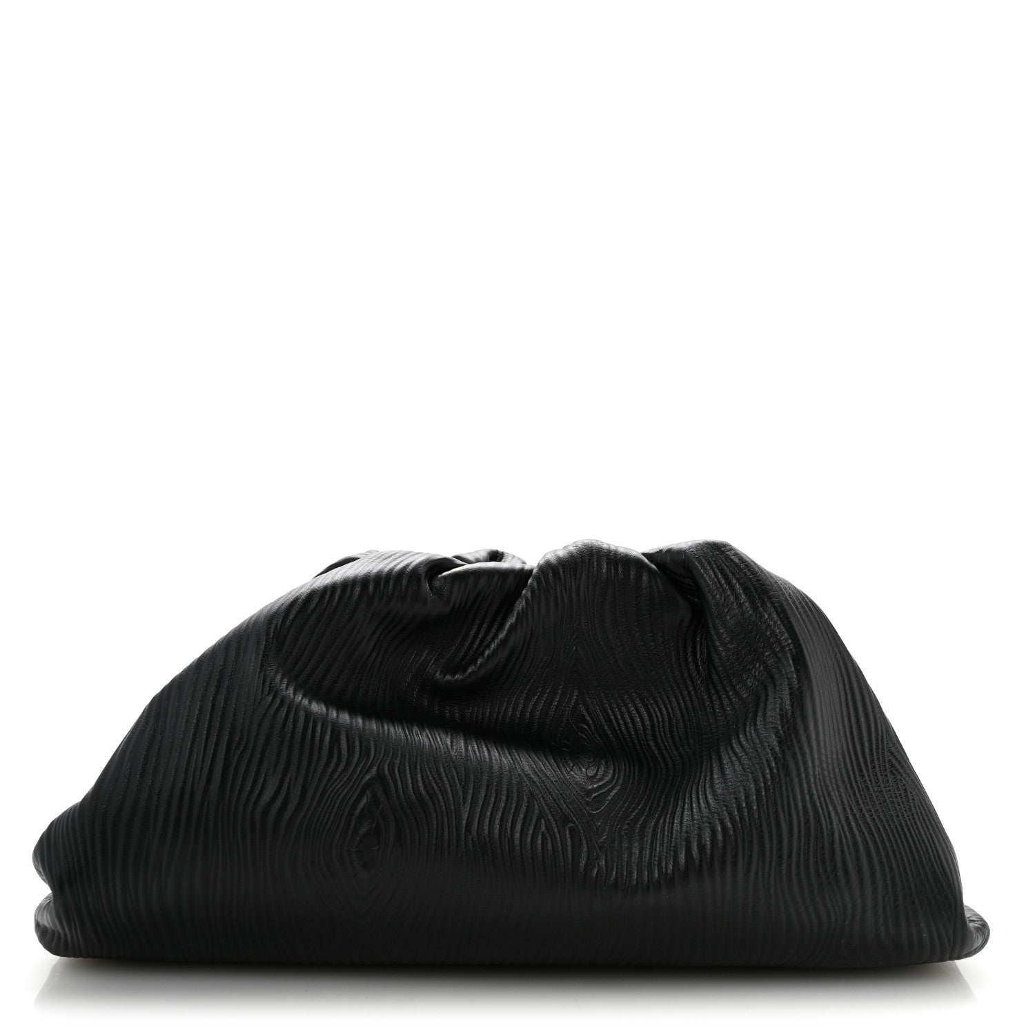 Bark Calfskin Embossed The Pouch Oversized Clutch Black