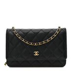 Caviar Quilted Wallet on Chain WOC Black