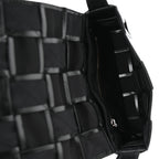 Paper Calfskin Maxi Intreccio Cassette Crossbody Bag Black