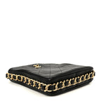 Calfskin Quilted Framing Chain Hobo Black