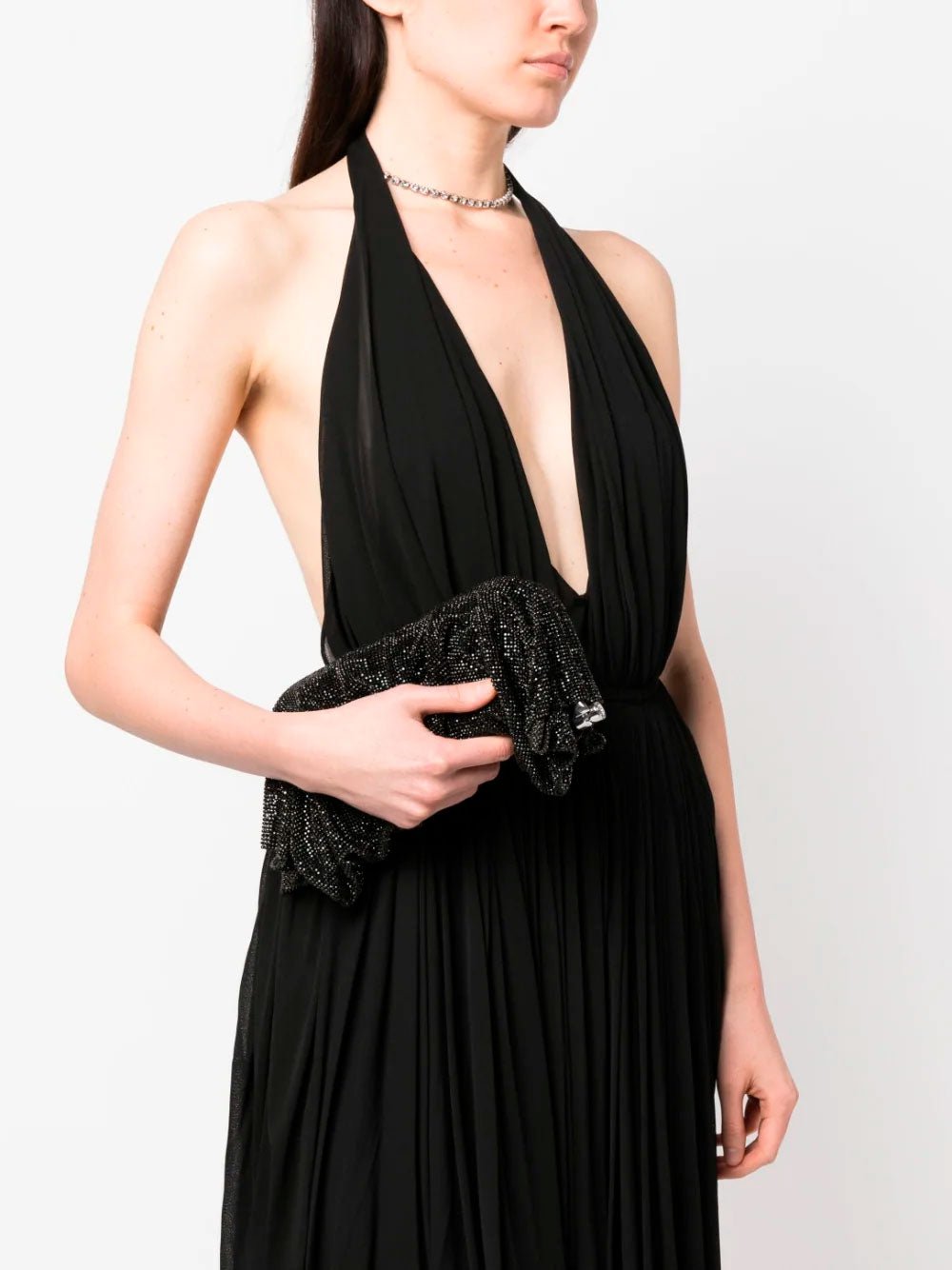 Venus La Grande Black crystal clutch