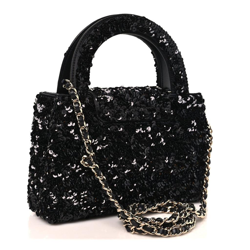 Sequin Nano Kelly Shopper Black