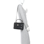 Lambskin Quilted Small Trendy CC Dual Handle Flap Bag Black