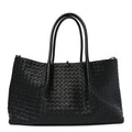 Calfskin Intrecciato Large Pinacoteca Reversible Tote Black