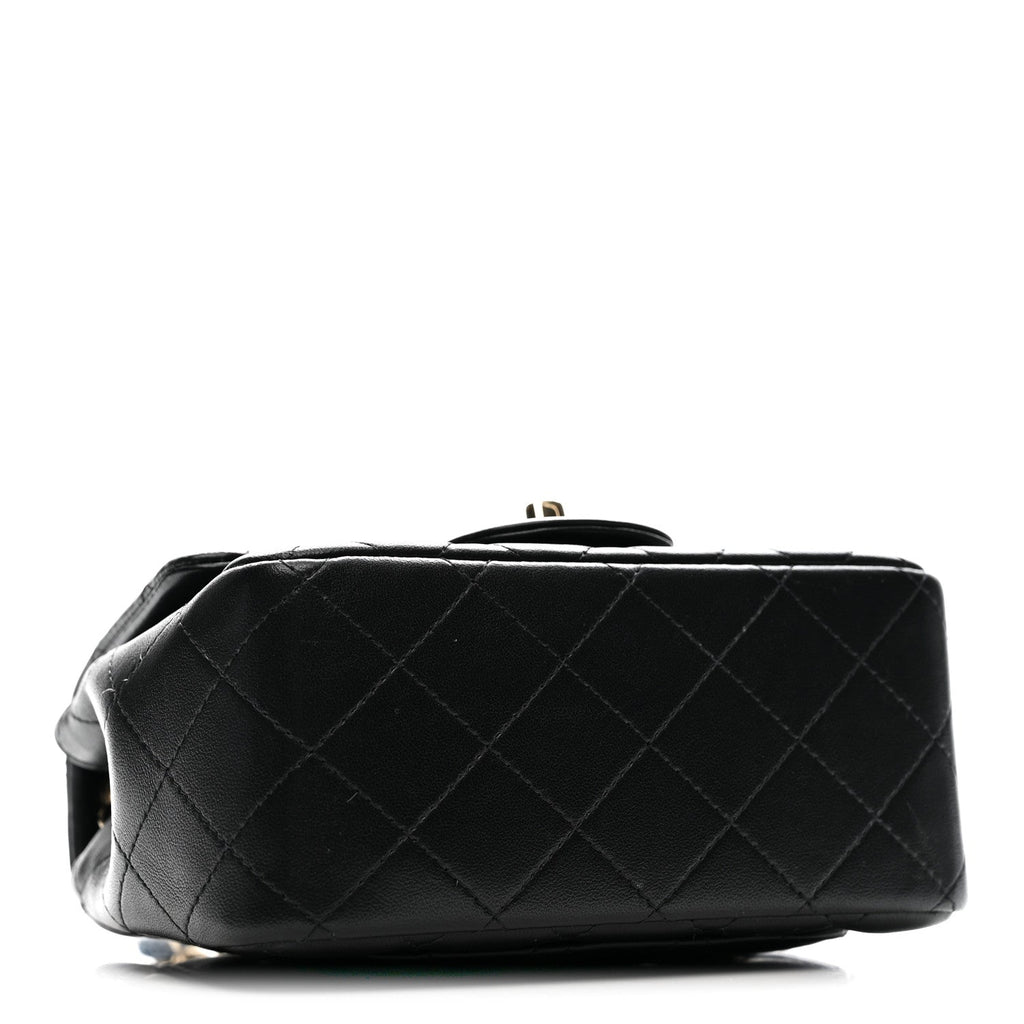 Lambskin Quilted Mini Square Flap Black