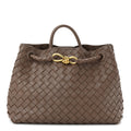 Nappa Intrecciato Medium Andiamo Shoulder Bag Taupe Grey