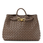 Nappa Intrecciato Medium Andiamo Shoulder Bag Taupe Grey
