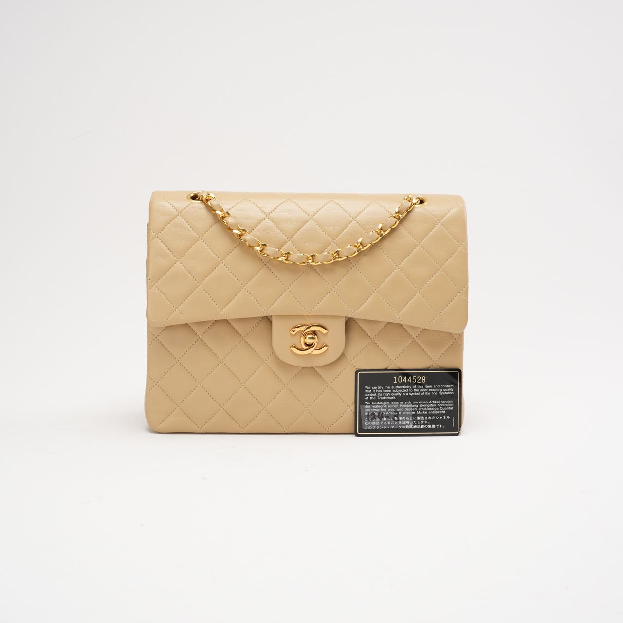 Chanel Vintage Medium Beige Classic Double Flap Bag 1991