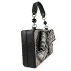 Mary Frances Bow Dacious Black Silver Handbag Christmas Holiday Xmas Bag New