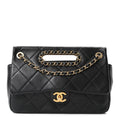 Lambskin A Real Catch Flap Bag Black