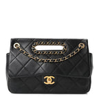Lambskin A Real Catch Flap Bag Black