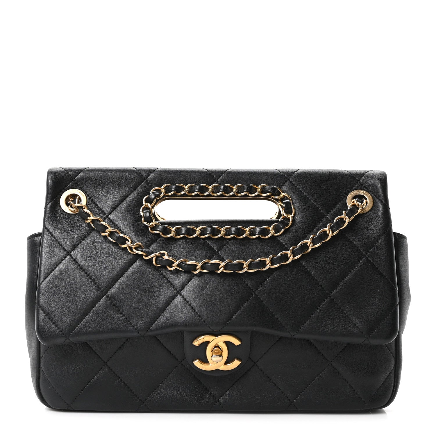 Lambskin A Real Catch Flap Bag Black