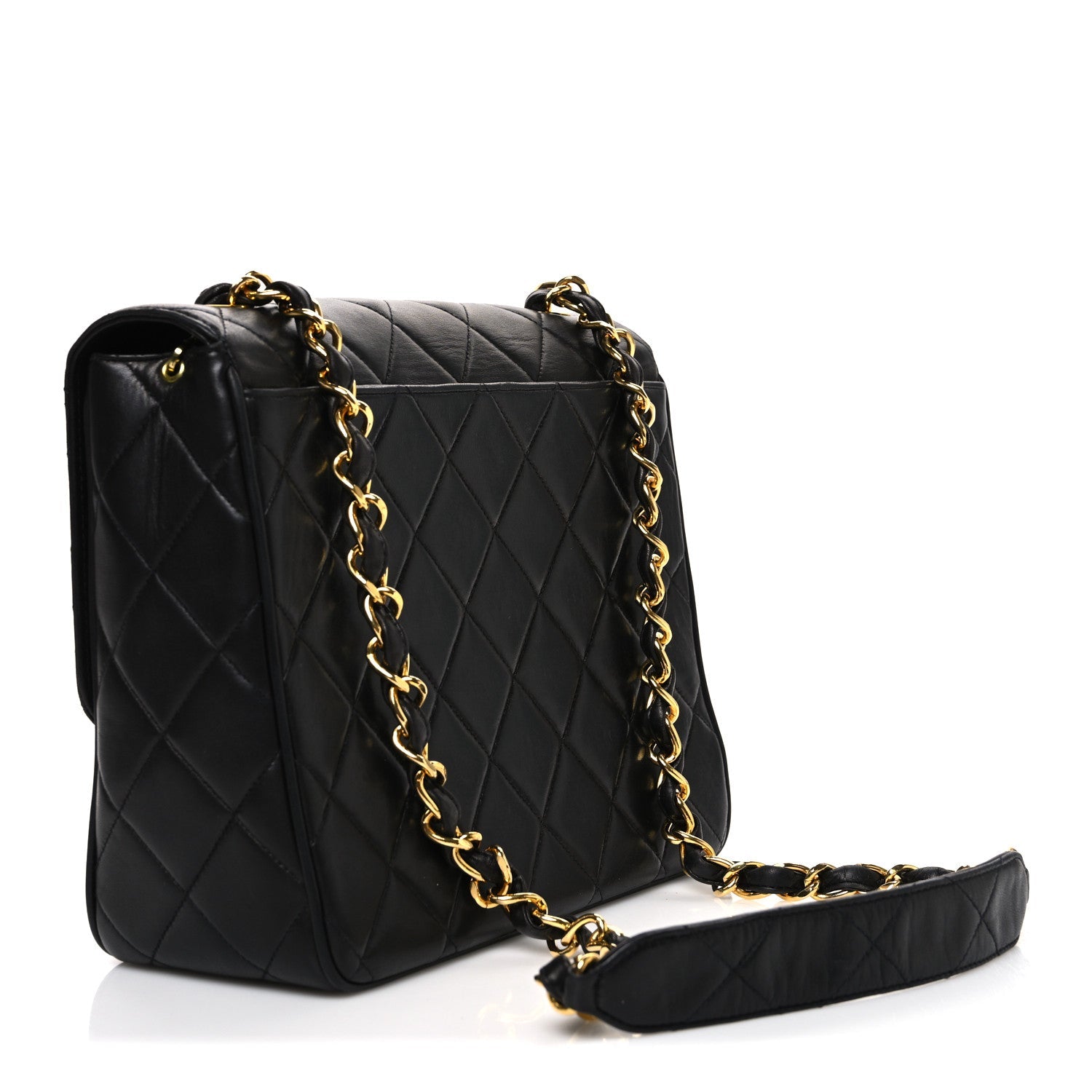 Lambskin Quilted Medium Single Flap Black
