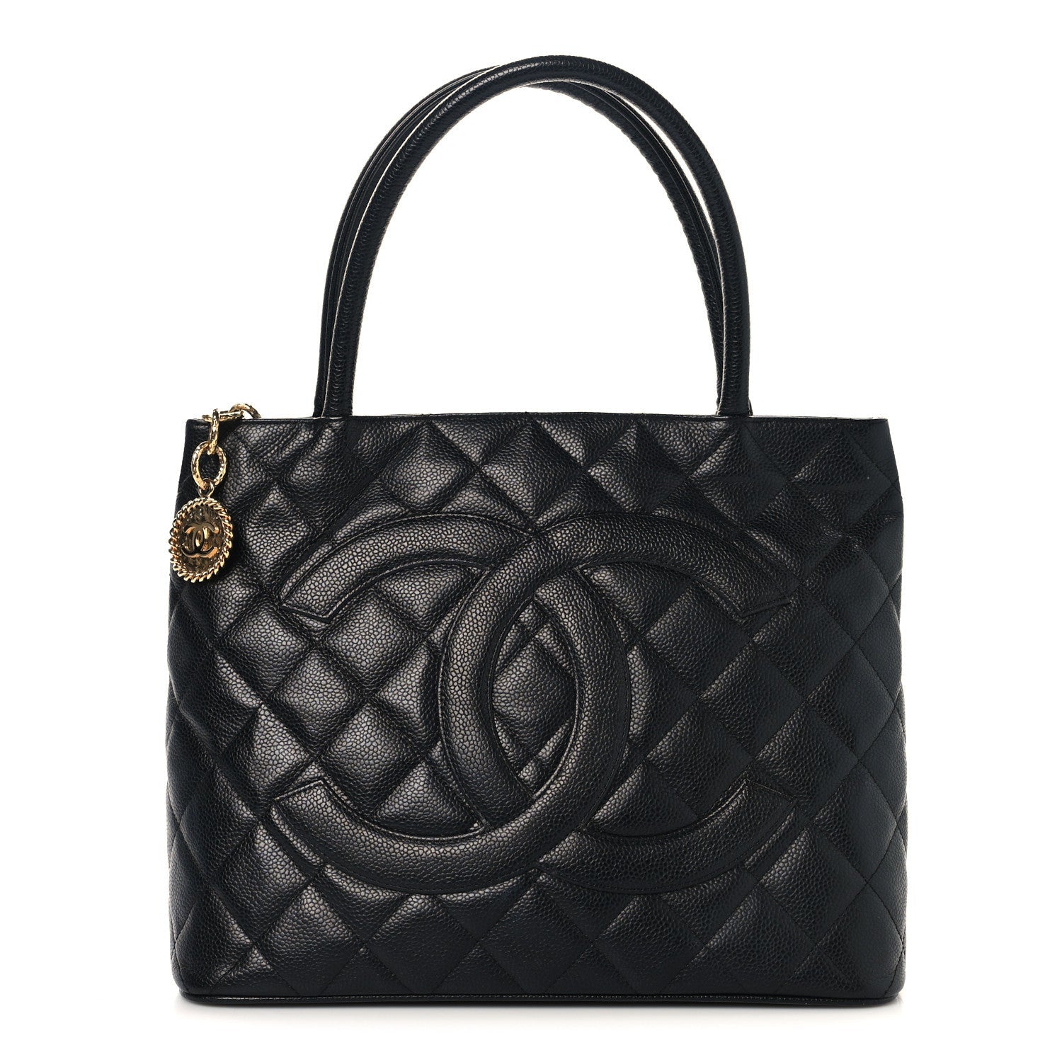 Caviar Quilted Medallion Tote Black